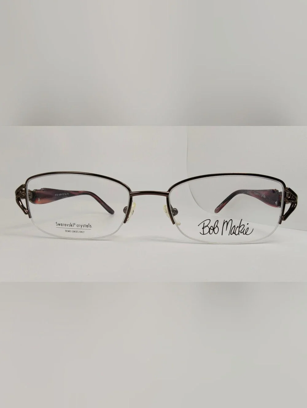 Bob Mackie Brown Copper. Semi-Rimless Swarovski Crystal Glasses
